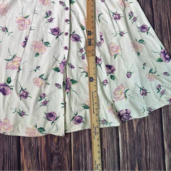 Vintage Illusions Floral Maxi Dress Sweetheart Neckline Button Front Fit Flare - Picture 8 of 13